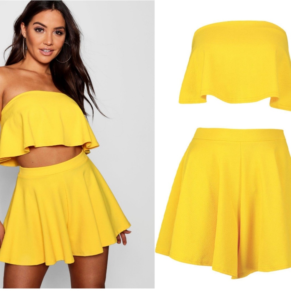 Boohoo Bandeau Crop And Shorts Co-Ord